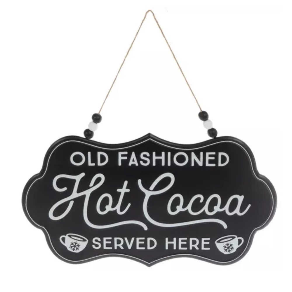 HOT CHOCOLATE Metal Sign with Jute Cord for hanging